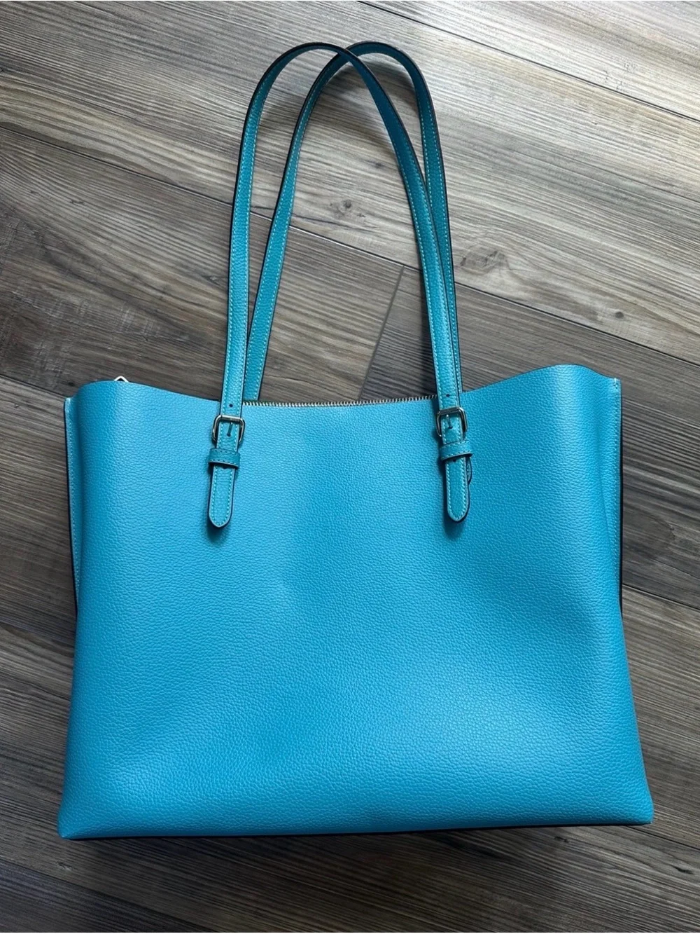Coach Mollie Tote Large Pebble Leather in Turquoise Blue - Picture 3 of 6